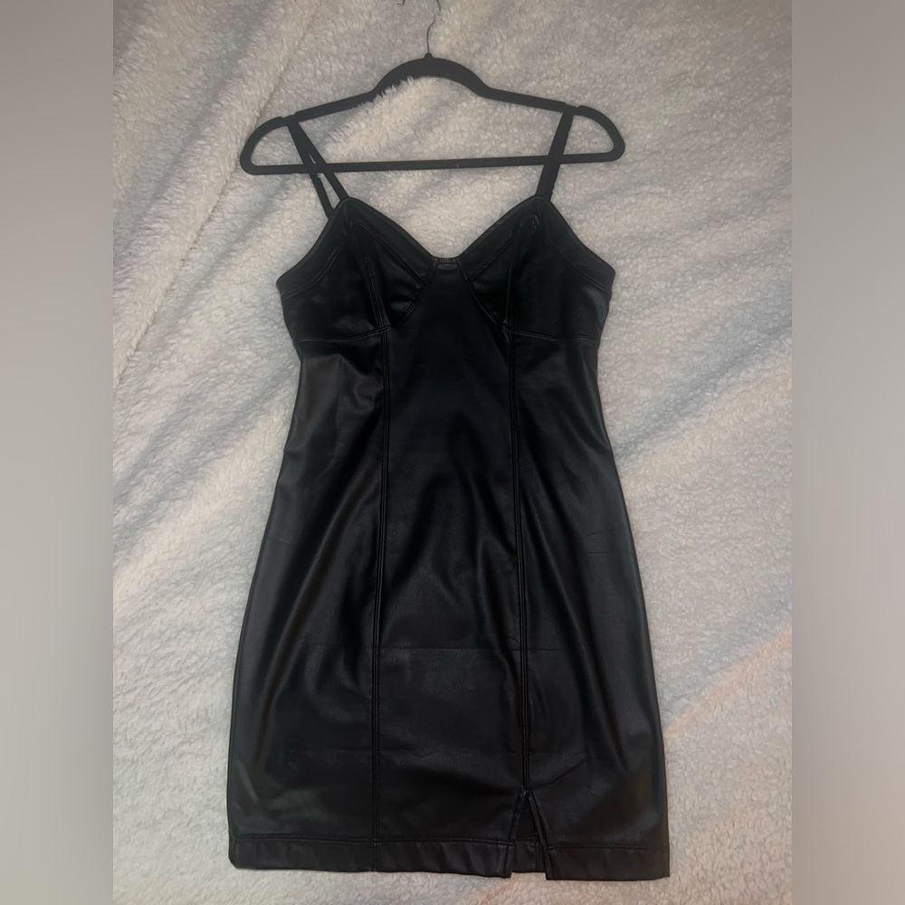 Black Faux Leather Mini Dress